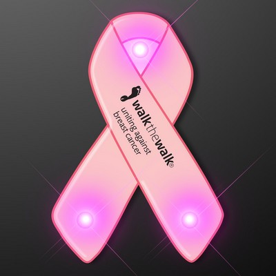 Light Up Pink Ribbons Pins For Breast Cancer Awareness - PRINTED