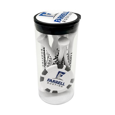 Golf Tee & Poker Chip Tube wtih Printed Cap