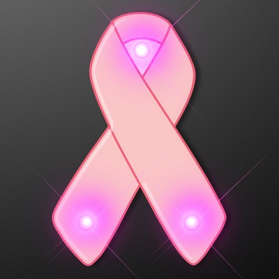 Light Up Pink Ribbons Pins For Breast Cancer Awareness - BLANK